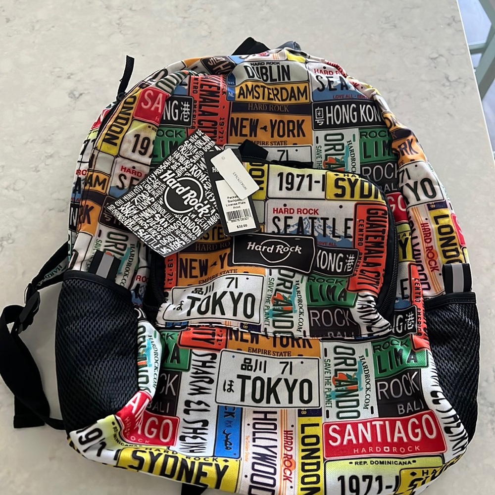 NWT Hard Rock License Plate World Backpack